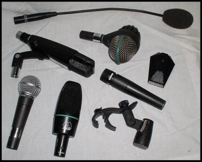 Microphones labled as to use for a band
